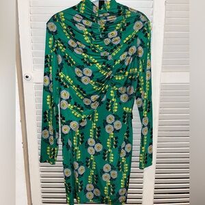 Zara Green Floral Long Sleeve Mini Dress Size Medium